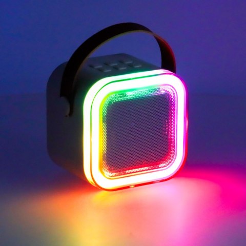 Zestaw do karaoke głośnik Bluetooth mikrofon USB LED różowy