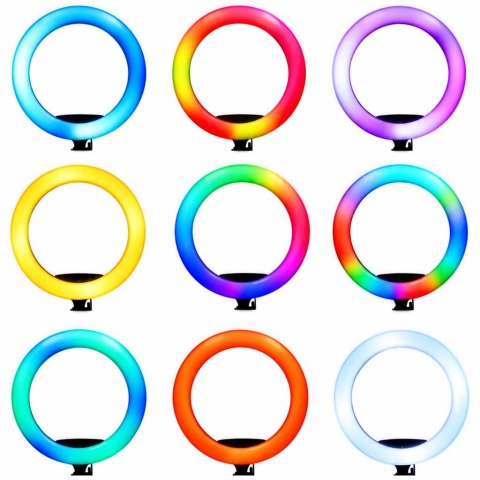 Lampa pierścieniowa LED RGB ring do selfie filmów ze statywem i pilotem 45cm